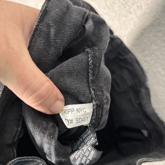 Tripp NYC Jeans Women’s Size 28x29 Black Skinny Low Rise Zip Punk Emo Goth - Picture 10 of 15